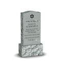 Single Jewish Headstone - Gray - Frosted Front - Serpentine Top - 24W x 12D x 48H