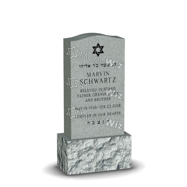 Single Headstone - Gray - Frosted Front - Serpentine Top - 24W x 14D x 48H