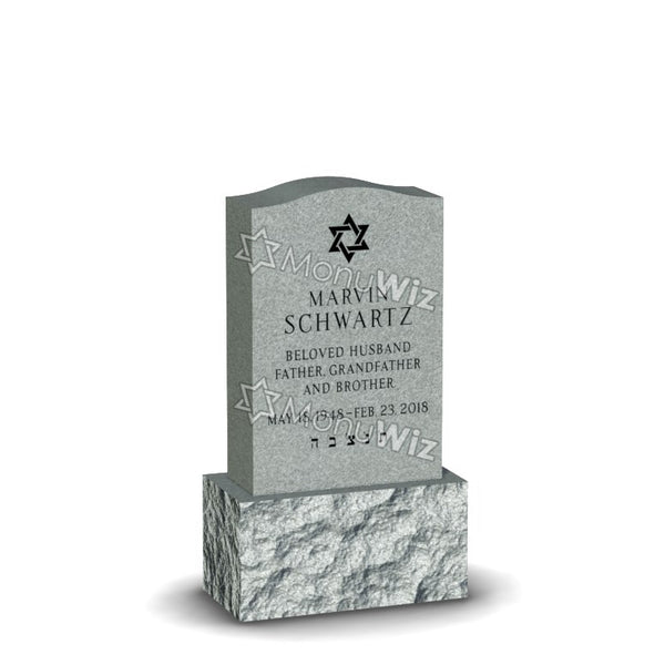 Single Headstone - Gray - Frosted Front - Serpentine Top - 24W x 14D x 42H