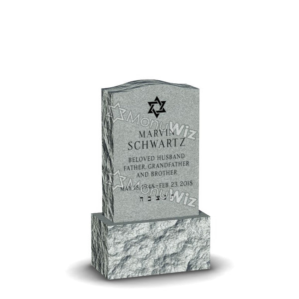 Single Headstone - Gray - Frosted Front - Serpentine Top - 24W x 14D x 42H