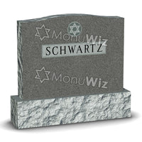 Family Jewish Headstone - Gray - Polished - Serpentine Top - 54W x 12D x 48H