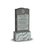 Single Jewish Headstone - Gray - Polished Front - Serpentine Top - 24W x 12D x 48H
