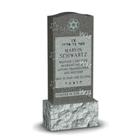 Single Jewish Headstone - Gray - Polished Front - Serpentine Top - 24W x 12D x 54H