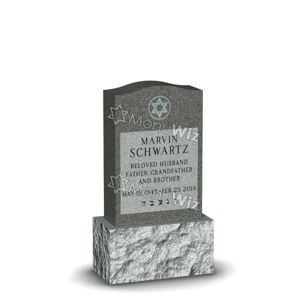 Single Headstone - Gray - Polished Front - Serpentine Top - 24W x 14D x 42H