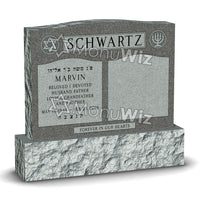 Double Jewish Monument - Gray - Polished - Serpentine Top - 54W x 12D x 48H