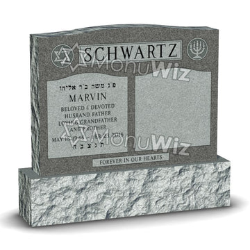 Double Jewish Monument - Gray - Polished - Serpentine Top - 54W x 12D x 48H