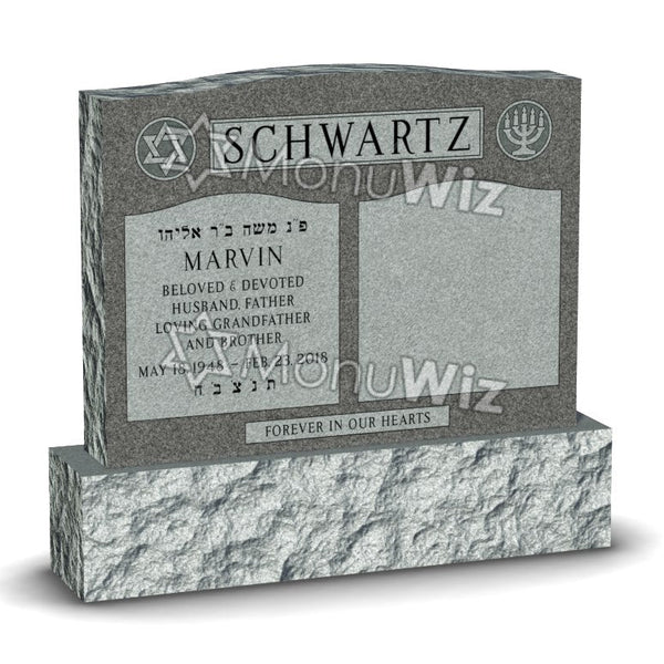 Double Headstone - Gray - Polished - Serpentine Top - 54W x 14D x 48H