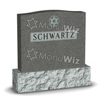 Family Jewish Headstone - Gray - Polished - Serpentine Top - 48W x 12D x 48H