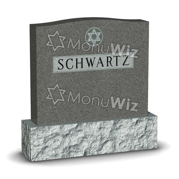 Family Jewish Headstone - Gray - Polished - Serpentine Top - 48W x 12D x 48H