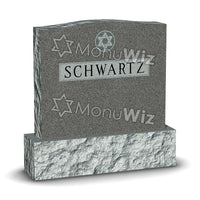 Family Jewish Headstone - Gray - Polished - Serpentine Top - 48W x 12D x 48H