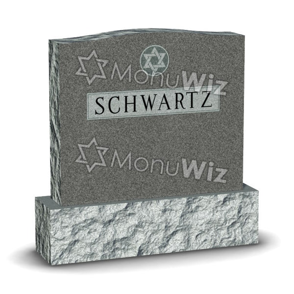 Family Jewish Headstone - Gray - Polished - Serpentine Top - 48W x 12D x 48H