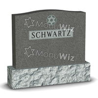 Family Jewish Headstone - Gray - Polished - Serpentine Top - 54W x 12D x 48H