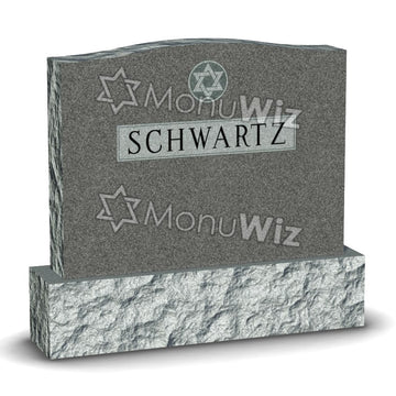 Family Jewish Headstone - Gray - Polished - Serpentine Top - 54W x 12D x 48H
