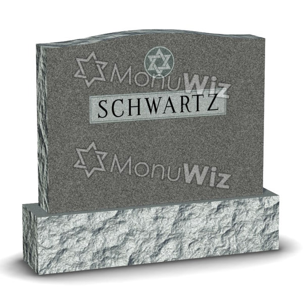 Family Jewish Headstone - Gray - Polished - Serpentine Top - 54W x 12D x 48H