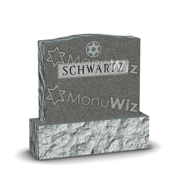 Family Jewish Headstone - Gray - Polished - Serpentine Top - 42W x 12D x 42H
