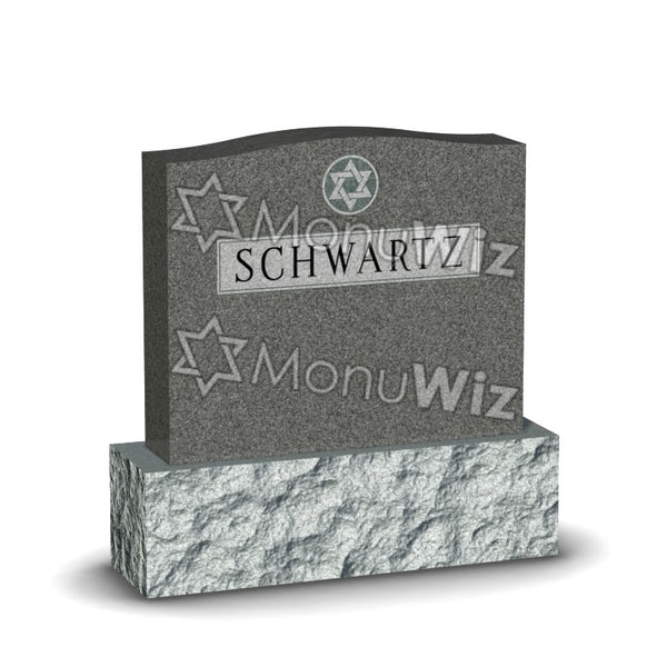 Family Jewish Headstone - Gray - Polished - Serpentine Top - 42W x 12D x 42H