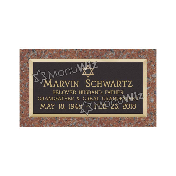 Single Bronze Plaque 24L x 12W - Base 28L x 16W - Design# S2001