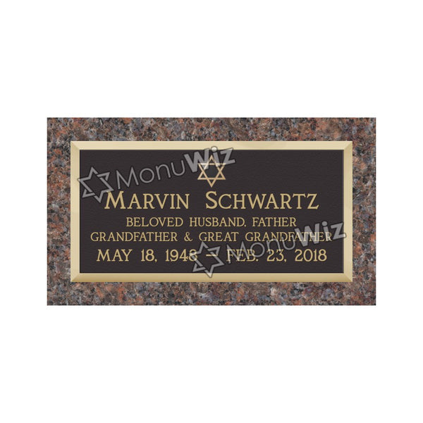 Single Bronze Plaque 24L x 12W - Base 28L x 16W - Design# S2001