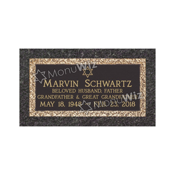 Single Bronze Plaque 24L x 12W - Base 28L x 16W - Design# S2002