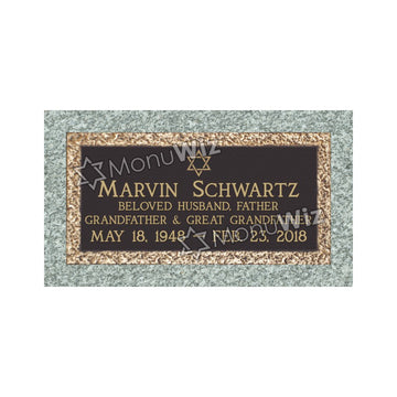 Single Bronze Plaque 24L x 12W - Base 28L x 16W - Design# S2002