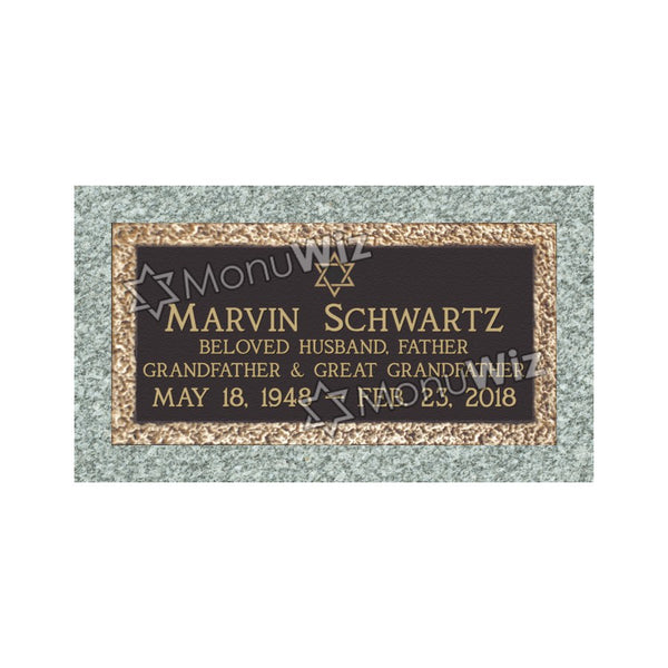 Single Bronze Plaque 24L x 12W - Base 28L x 16W - Design# S2002
