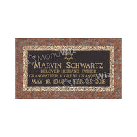 Single Bronze Plaque 24L x 12W - Base 28L x 16W - Design# S2002