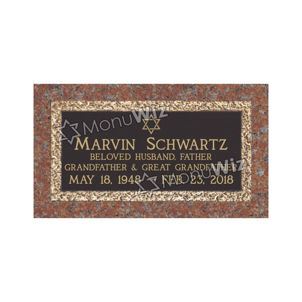 Single Bronze Plaque 24L x 12W - Base 28L x 16W - Design# S2002