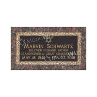 Single Bronze Plaque 24L x 12W - Base 28L x 16W - Design# S2002