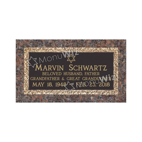 Single Bronze Plaque 24L x 12W - Base 28L x 16W - Design# S2002