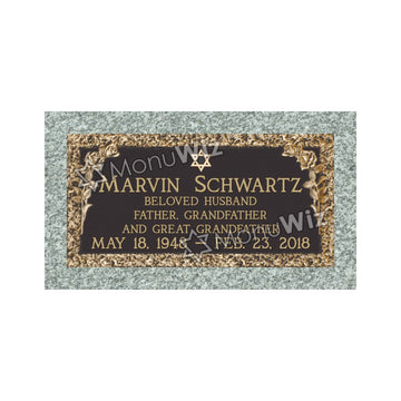 Single Bronze Plaque 24L x 12W - Base 28L x 16W - Design# S2003