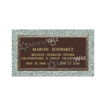 Single Bronze Plaque 24L x 12W - Base 28L x 16W - Design# S2004