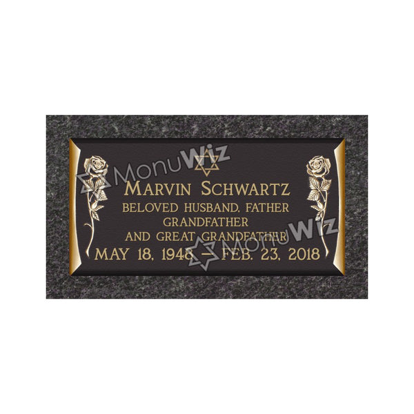 Single Bronze Plaque 24L x 12W - Base 28L x 16W - Design# S2006