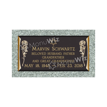 Single Bronze Plaque 24L x 12W - Base 28L x 16W - Design# S2006
