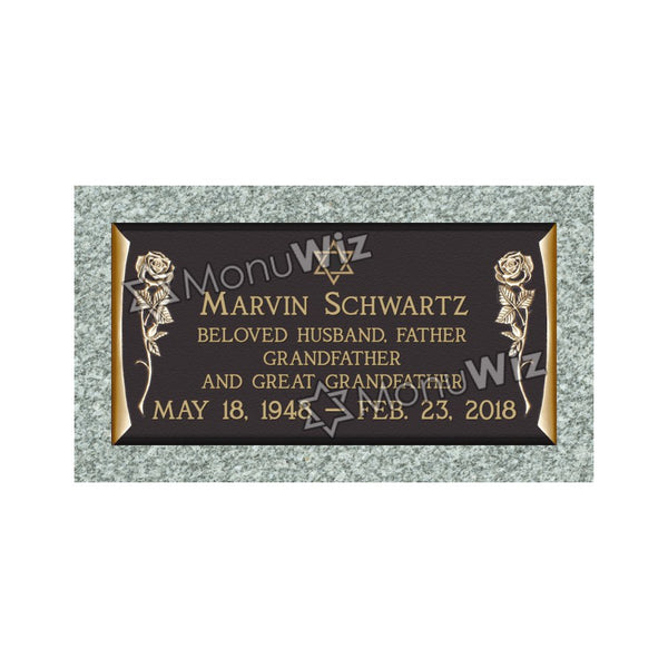 Single Bronze Plaque 24L x 12W - Base 28L x 16W - Design# S2006