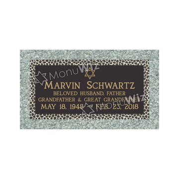 Single Bronze Plaque 24L x 12W - Base 28L x 16W - Design# S2007
