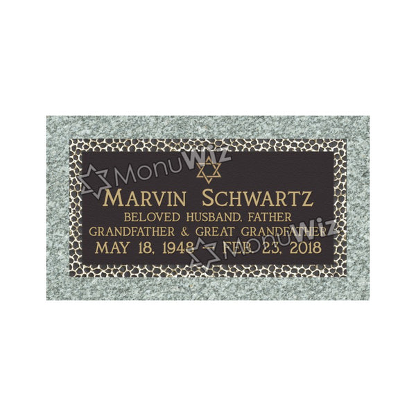 Single Bronze Plaque 24L x 12W - Base 28L x 16W - Design# S2007