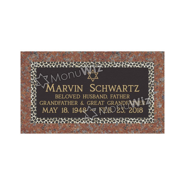 Single Bronze Plaque 24L x 12W - Base 28L x 16W - Design# S2007