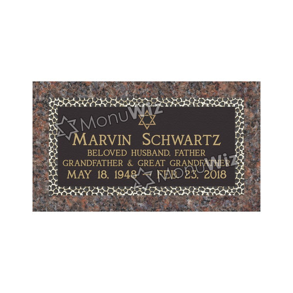 Single Bronze Plaque 24L x 12W - Base 28L x 16W - Design# S2007