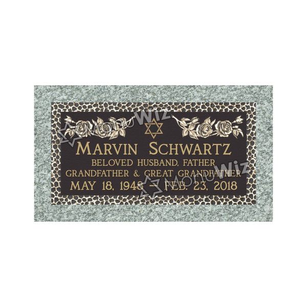 Single Bronze Plaque 24L x 12W - Base 28L x 16W - Design# S2008
