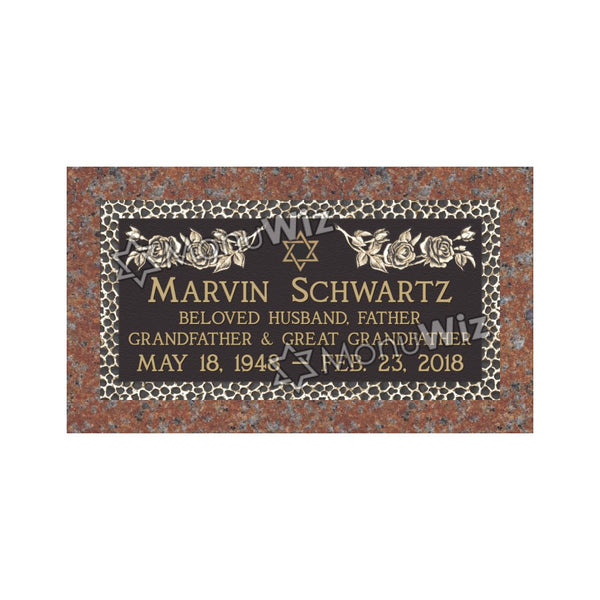 Single Bronze Plaque 24L x 12W - Base 28L x 16W - Design# S2008