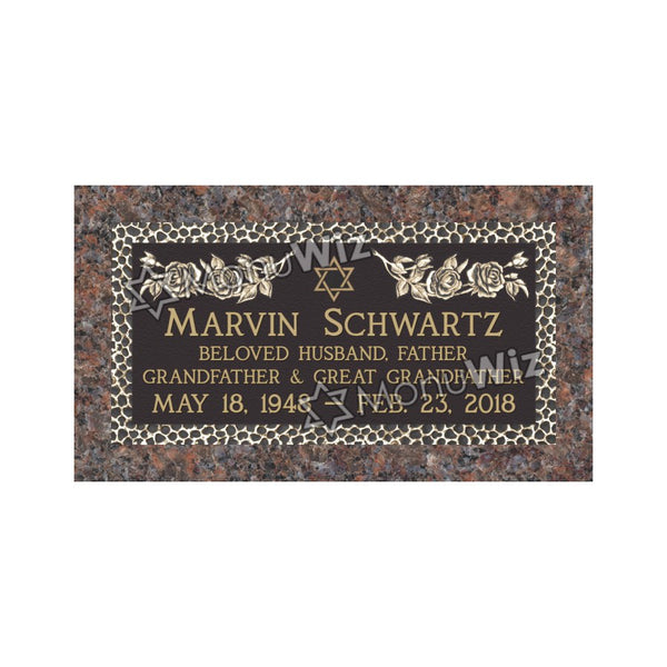 Single Bronze Plaque 24L x 12W - Base 28L x 16W - Design# S2008