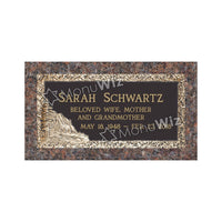 Single Bronze Plaque 24L x 12W - Base 28L x 16W - Design# S2011
