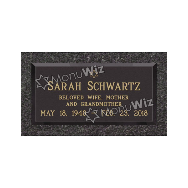 Single Bronze Plaque 24L x 12W - Base 28L x 16W - Design# S2013