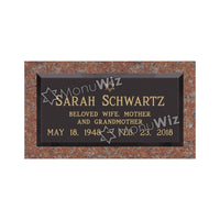 Single Bronze Plaque 24L x 12W - Base 28L x 16W - Design# S2013