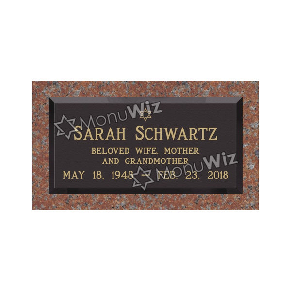 Single Bronze Plaque 24L x 12W - Base 28L x 16W - Design# S2013