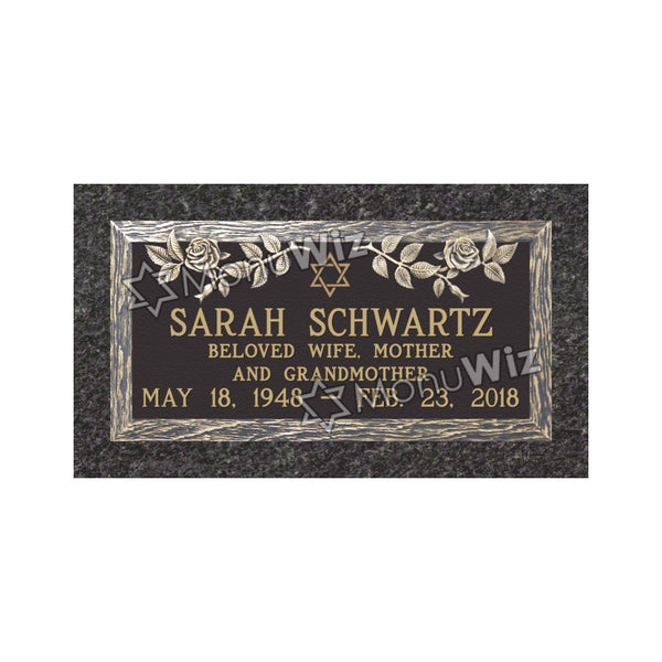 Single Bronze Plaque 24L x 12W - Base 28L x 16W - Design# S2014