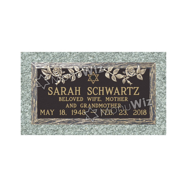 Single Bronze Plaque 24L x 12W - Base 28L x 16W - Design# S2014