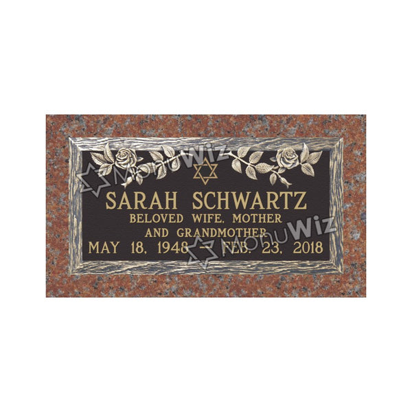 Single Bronze Plaque 24L x 12W - Base 28L x 16W - Design# S2014