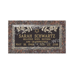 Single Bronze Plaque 24L x 12W - Base 28L x 16W - Design# S2014