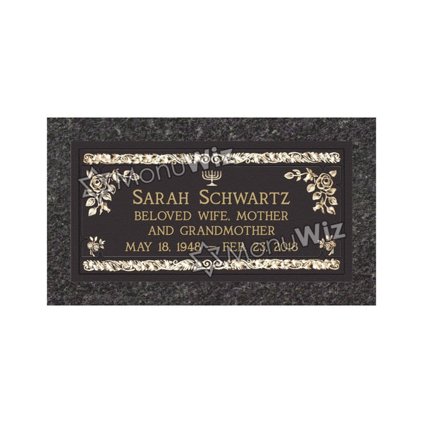 Single Bronze Plaque 24L x 12W - Base 28L x 16W - Design# S2017